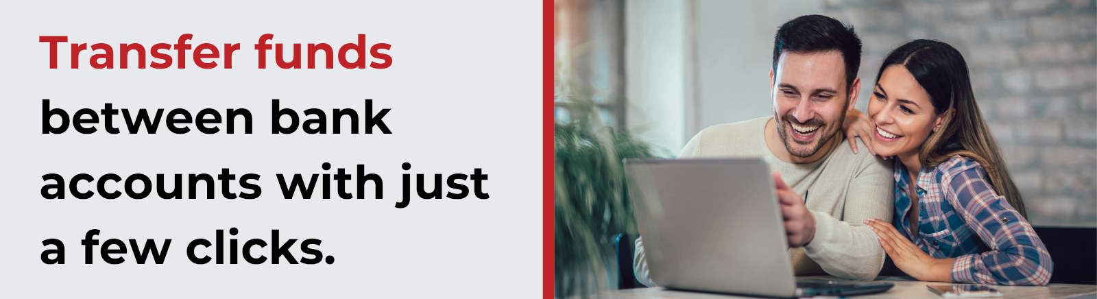 Transfer Funds between bank accounts with just a few clicks.